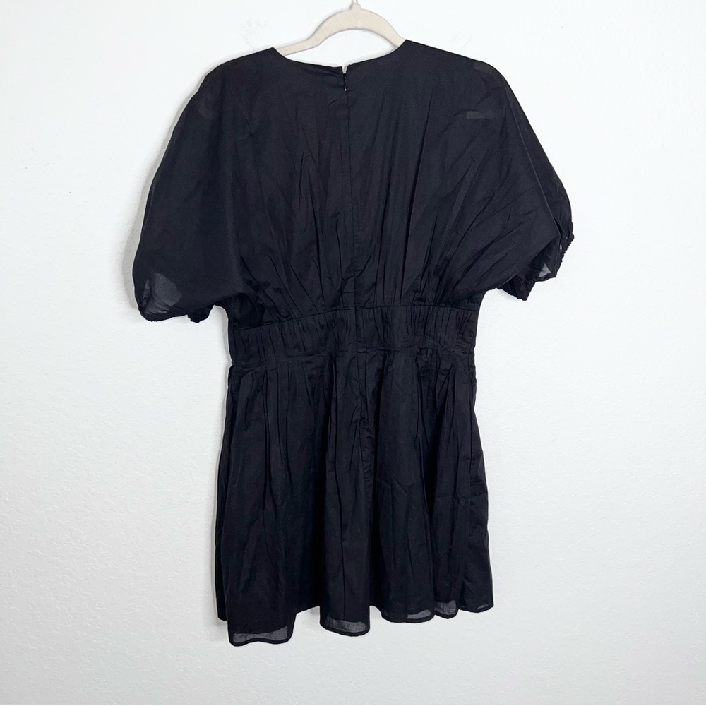 Banana republic Mini Dress Womens Medium Voile Short Sleeve Black Dolman O - Picture 3 of 7